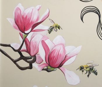 Bees and Magnolias close up