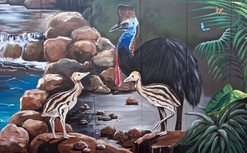 Cassowary family - Australian Nature Mural - Lead Childcare - Kat's Mural Art