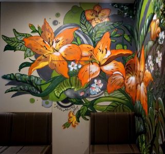 Tiger Lilies 1 - The Common Room - Kat's Mural Art