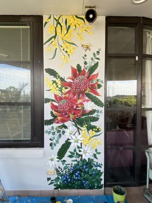 Waratah and Golden Wattle - Kat's Mural Art