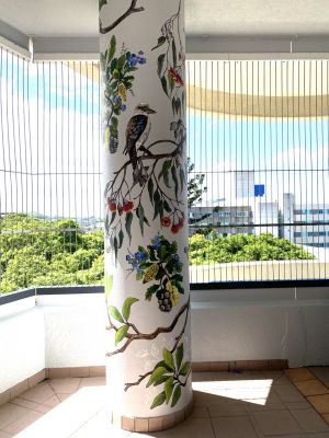 Kookaburra on Eucalyptus Tree - Kat's Mural Art