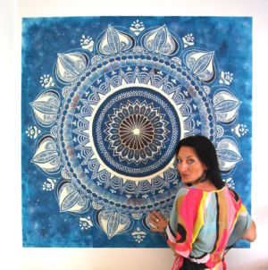 Blue Mandala by mural artist Kat Smirnoff_Kat's Mural Art