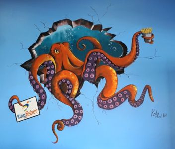 Kingfisher Seafood Cafe Octopus 2 by Kat Smirnoff_Kat's Mural Art